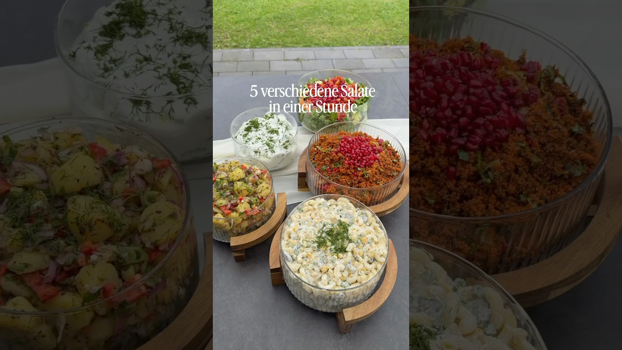 5 Salate in einer Stunde zubereiten! mit Rezepten in der Beschreibung #salate #salat #buffet