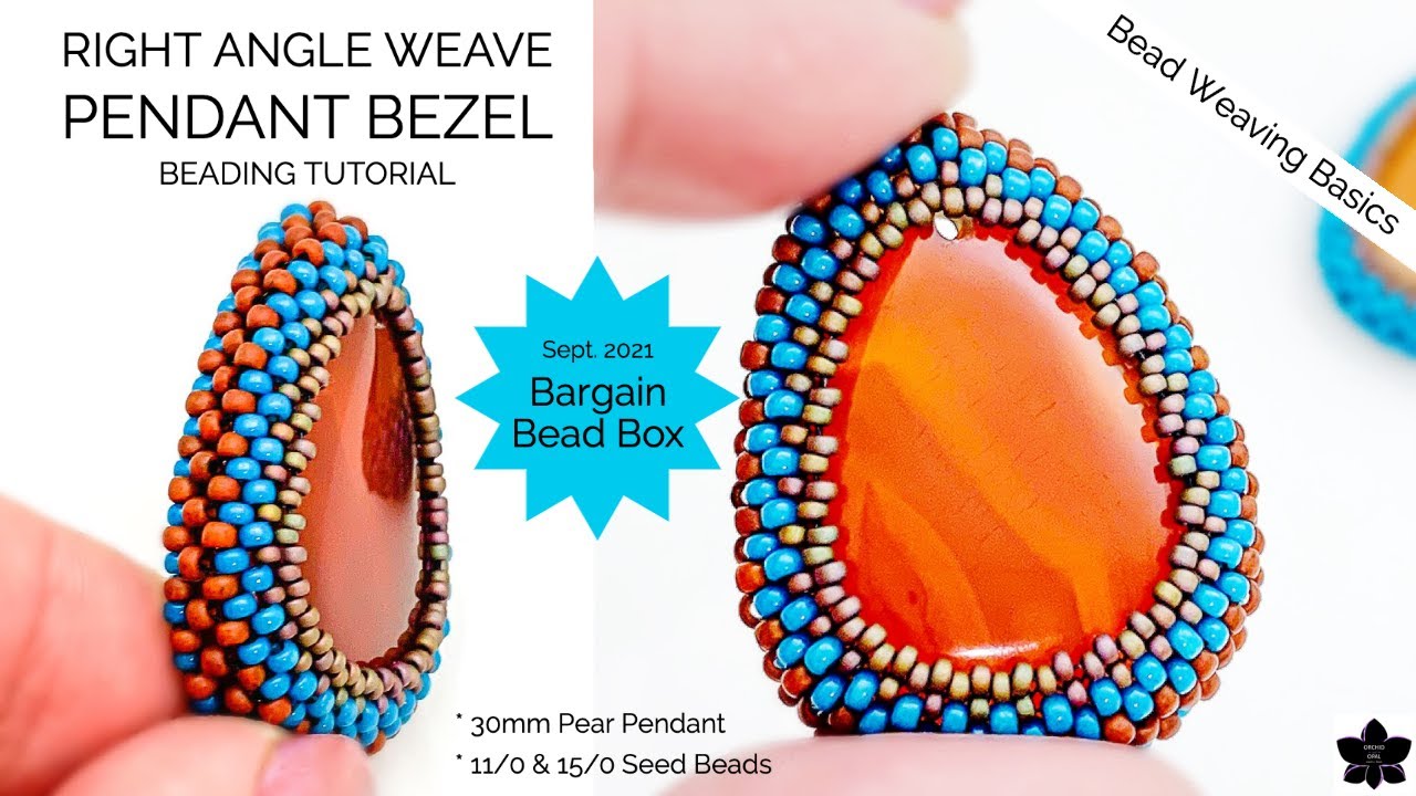 Right Angle Weave (RAW) Seed Bead Bezel 30mm Pear Tutorial