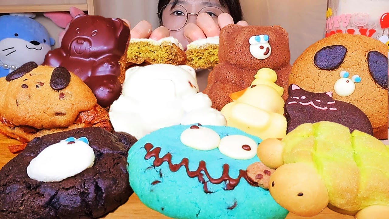 귀여운 캐릭터 쿠키와 마들렌🐻 두바이쿠키 메론쿠키 민트초코쿠키 스모어쿠키 디저트 먹방 Dessert Mukbang