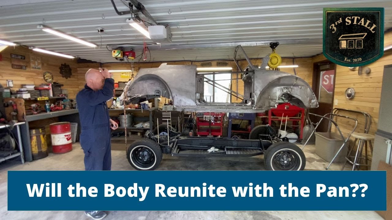 1966 VW Beetle Convertible Restoration - Pt. 61 - Remounting the Body to the Pan