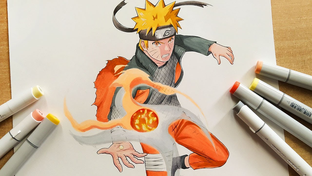 How to Draw Naruto Uzumaki (RasenShuriken) - Step By Step Tutorial