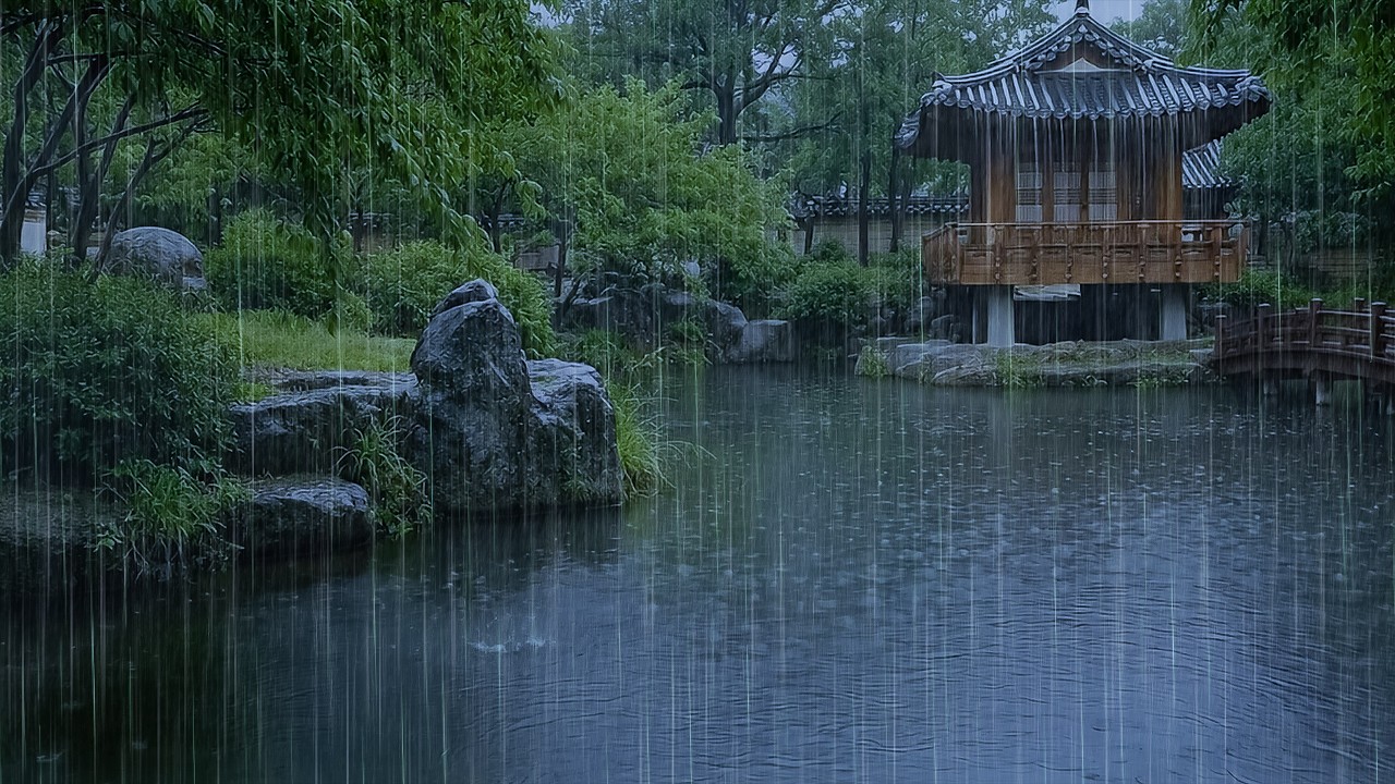 Relax Your Mind & Body with Soft Rain Falling over Forest Pond | Deep Sleep Rain Forest ASMR