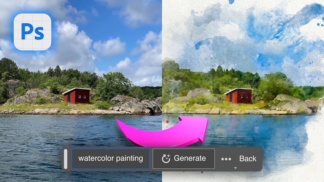 Controlling Generative Fill in Photoshop—Watercolor Tutorial #nucly