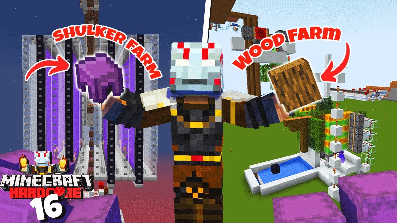 I Build A Automatic Shulker Farm And A Tree Farm In Hardcore Minecraft