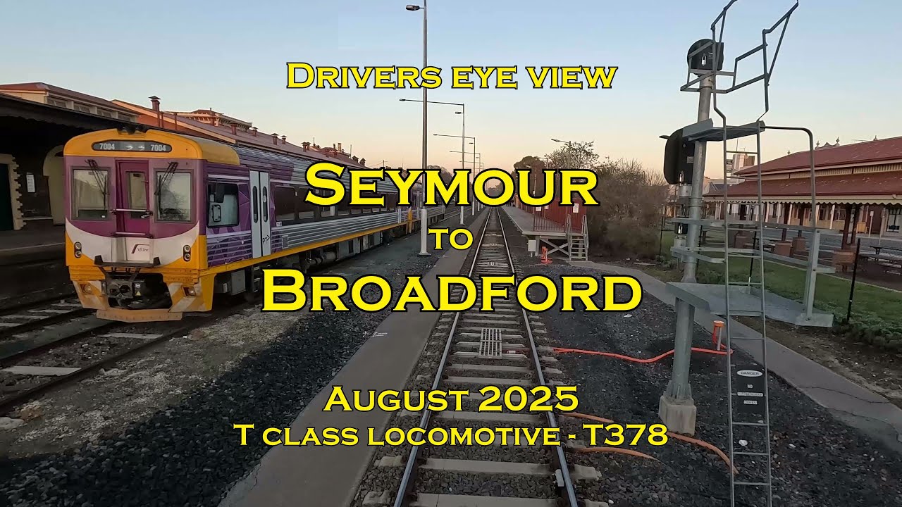 Drivers eye view, Seymour to Broadford, T class, Aug 2025