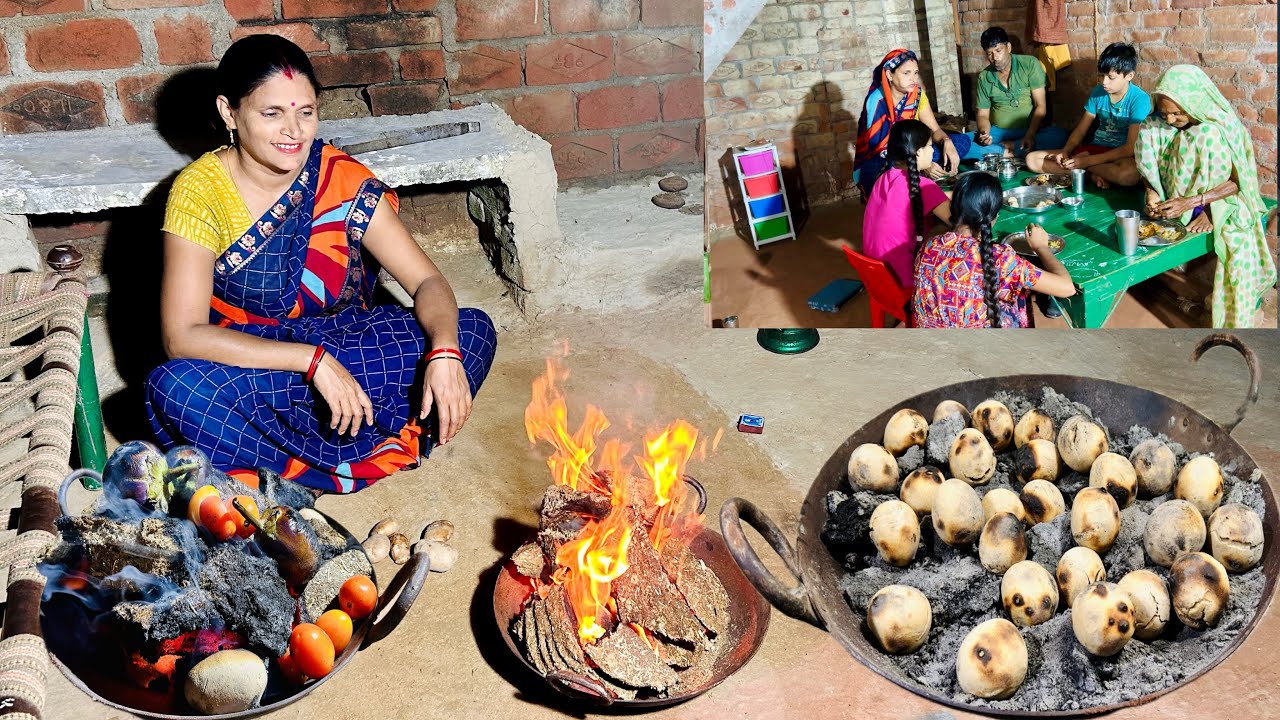 गांव  का मजेदार लिट्टी चोखा 🌶️Gajab Maja Aaya Hai Aaj Ke Dinnar Mein🌹Villege Style Litti chokha