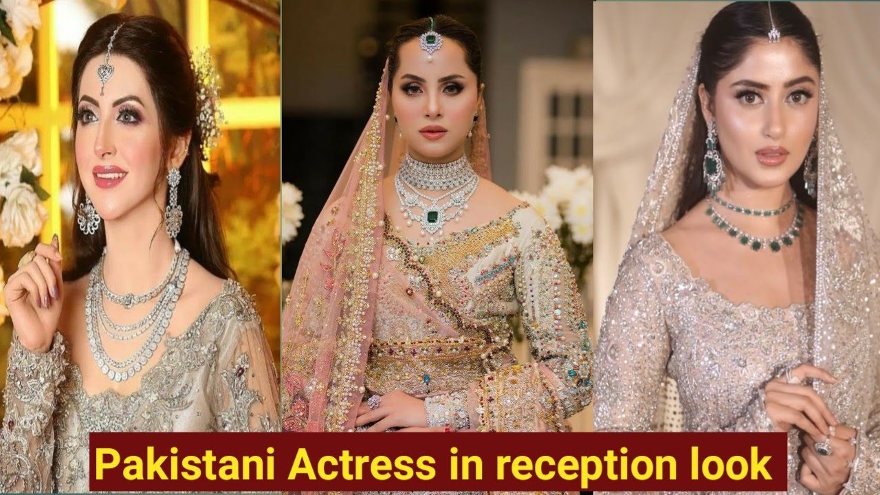 Pakistani Actress in reception look ||pakistani walima bridal collection ideas 