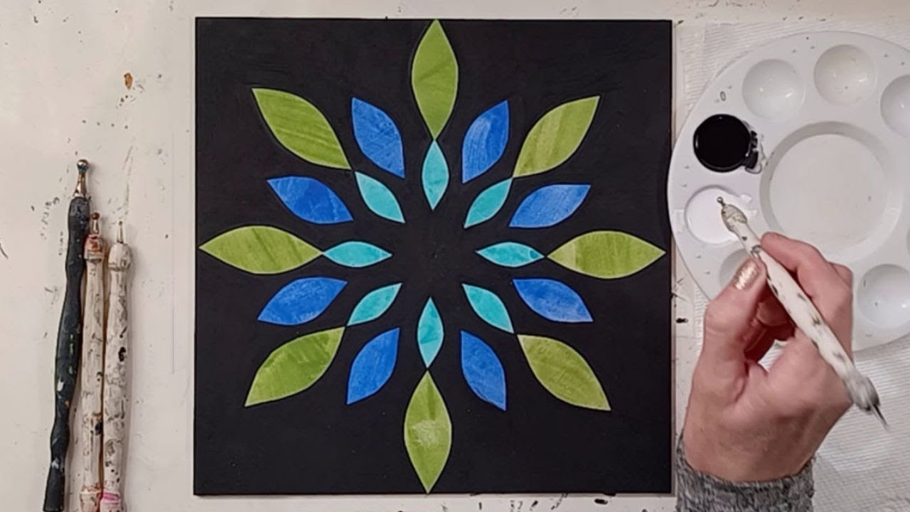 Mandala Mixed Media Art on Canvas Tutorial Collage Art with Rhinestones