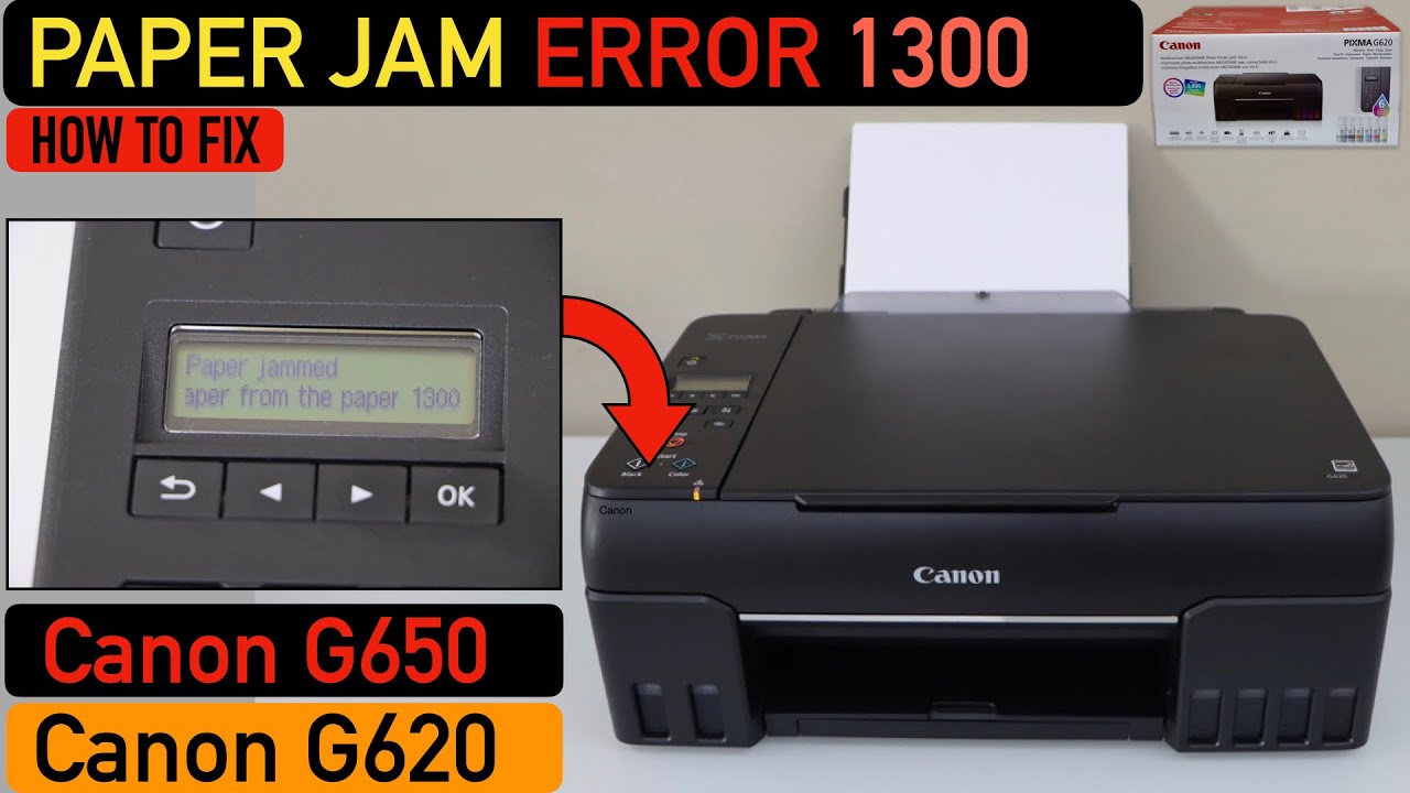 Canon Pixma G620, G650 Paper Jam, Fix Error 1300.