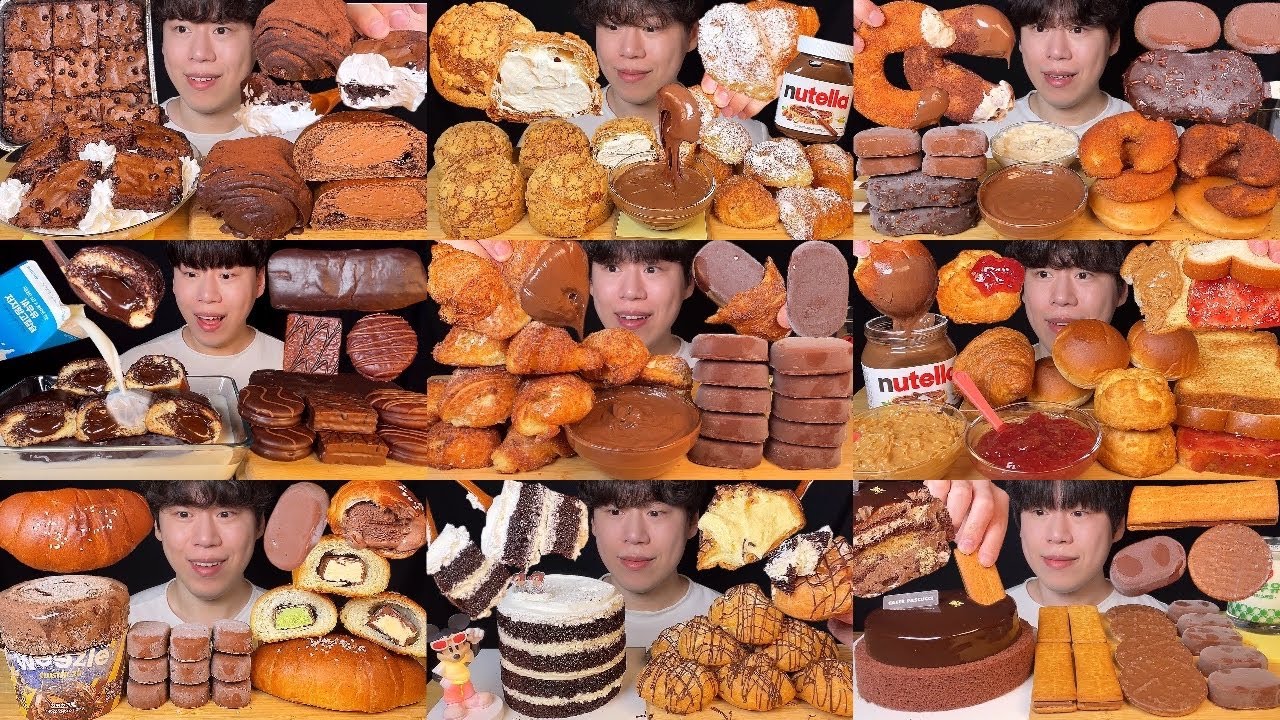 초코 디저트 먹방 3시간 모음집!! 파파존스 브라우니, 랜디스 초코롱존, 초코케이크, 누텔라, 초코 아이스크림 등 Korean chocolate dessert mukbang 3hr