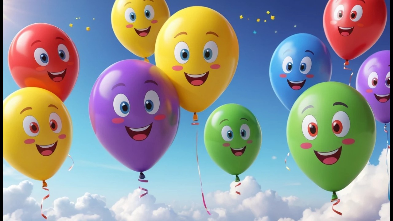 Fünf kleine Spielzeugballons schweben, schweben | Farben lernen & Kinderlieder zum Entspannen