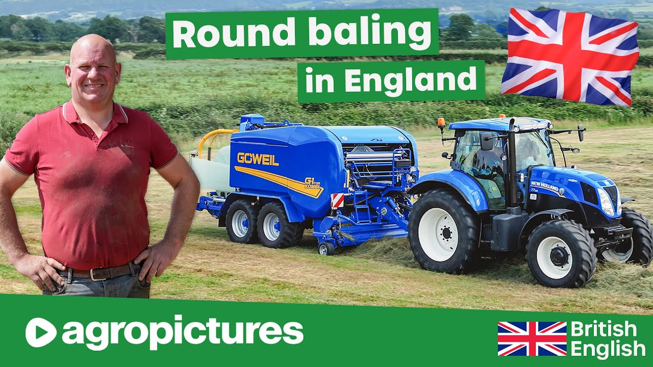 Round baling in England with contractor Richard Lennie and his Göweil G1 baler wrapper combination