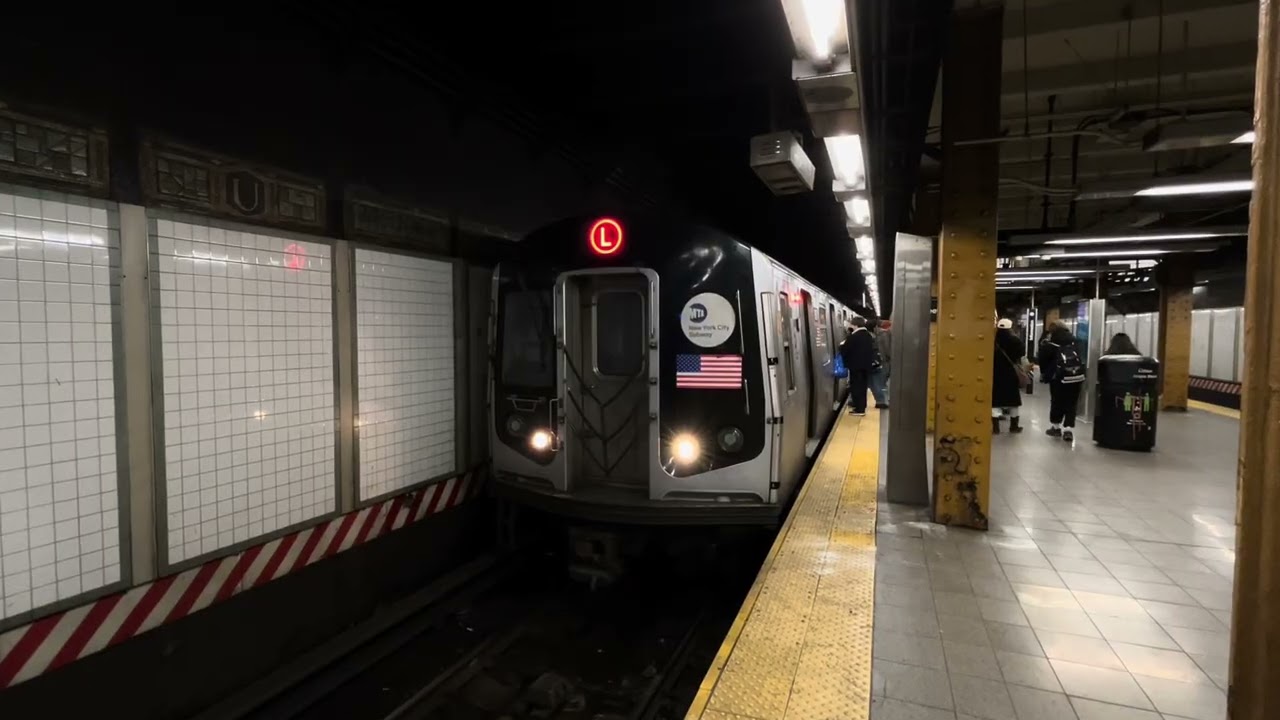 R143 8 Av Bound (L) Train Entering and Leaving 14 St-Union Sq