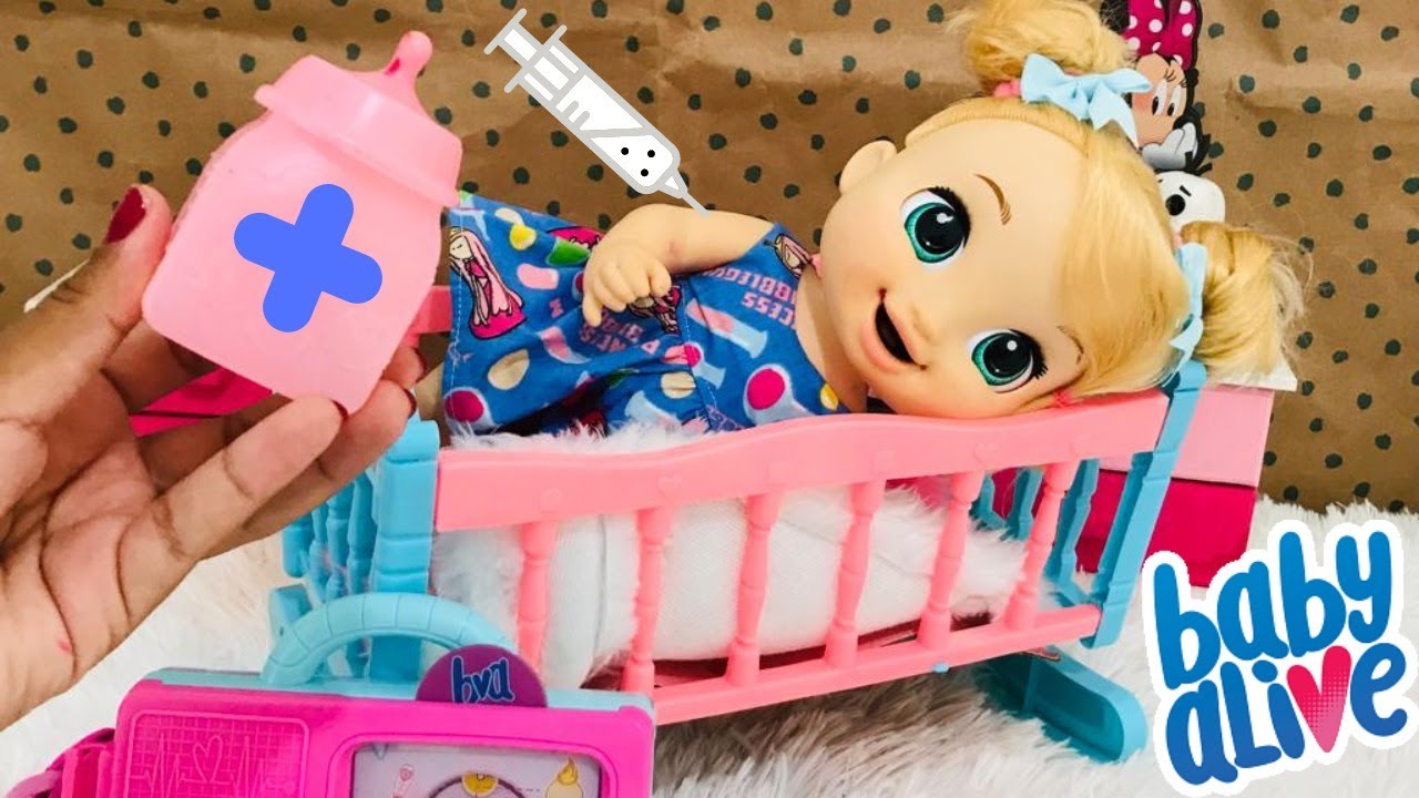 BABY ALIVE ROTINA DA TARDE LULU  DODÓI  FEBRE E VAI TOMAR REMÉDIO E MAMADEIRA DE LEITE COM MINGAU