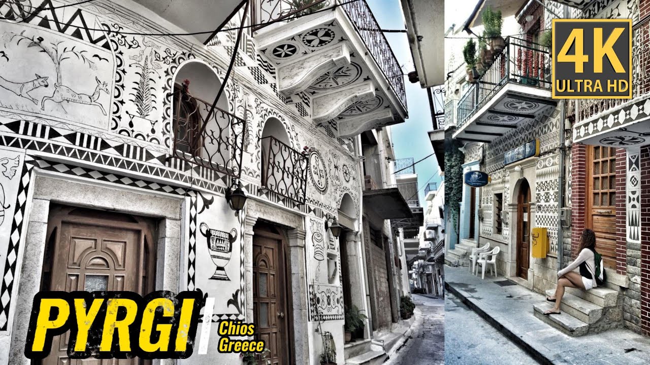 Pyrgi Köyü: Sakız Adasında Büyüleyici Sanata Tanık Olun | 4K 60fps