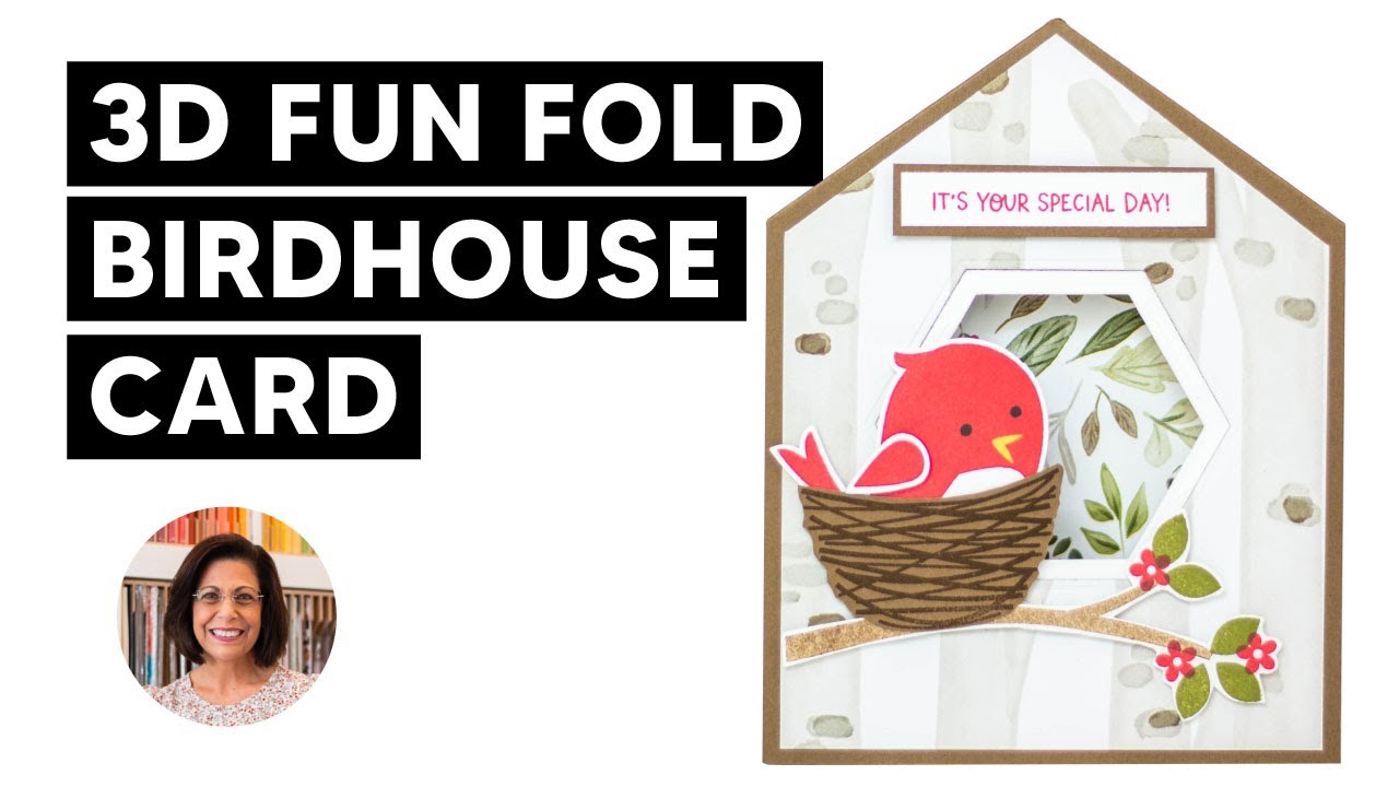 🔴Make a 3D Fun Fold Birdhouse Card for Birthdays