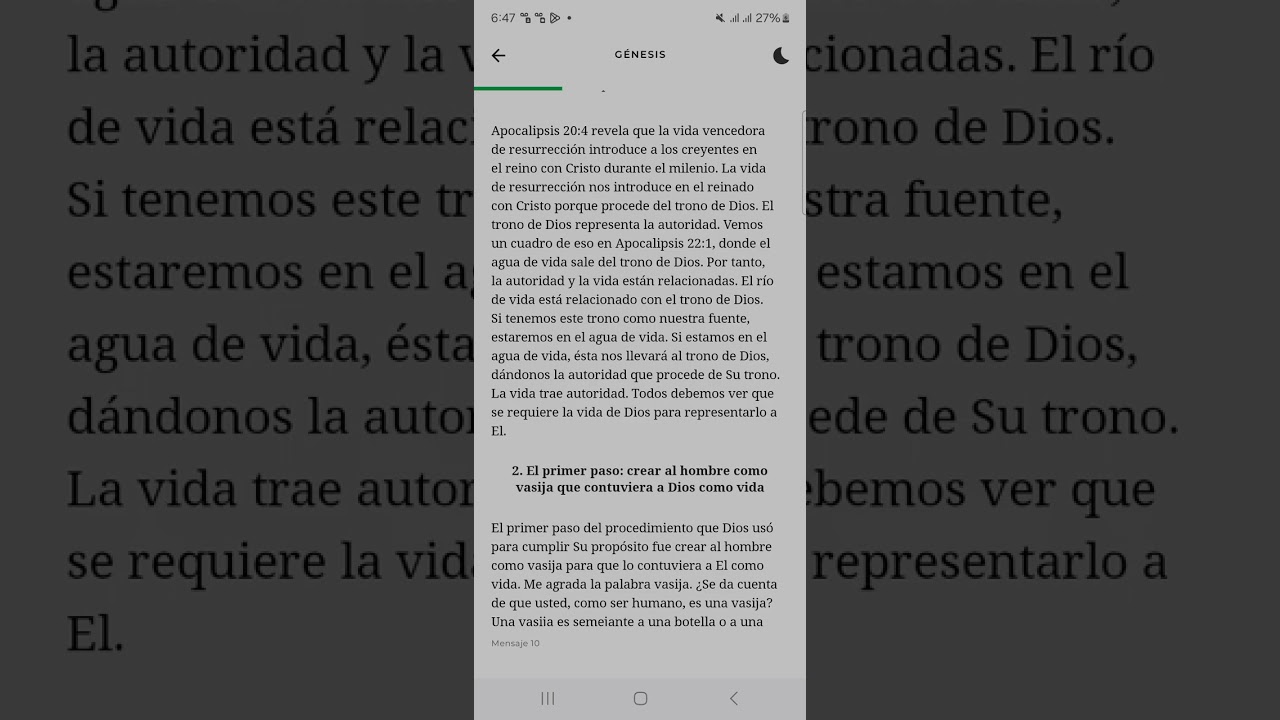 Lectura. Mensaje 10. Genesis