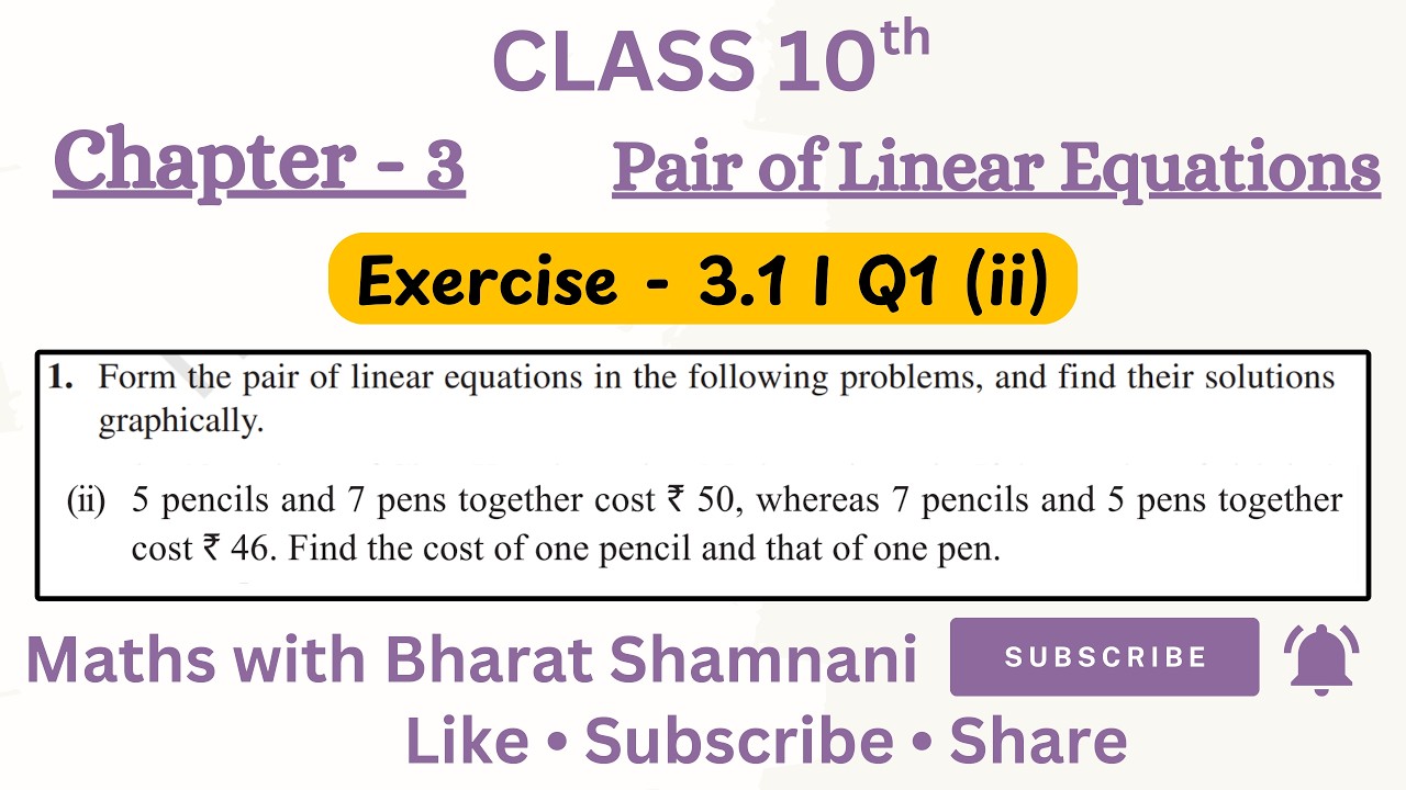Class 10 Maths Chapter 3 Pair of Linear Equations 📊 | Ex 3.1 Q1(ii) Graphical Method | NCERT 💯