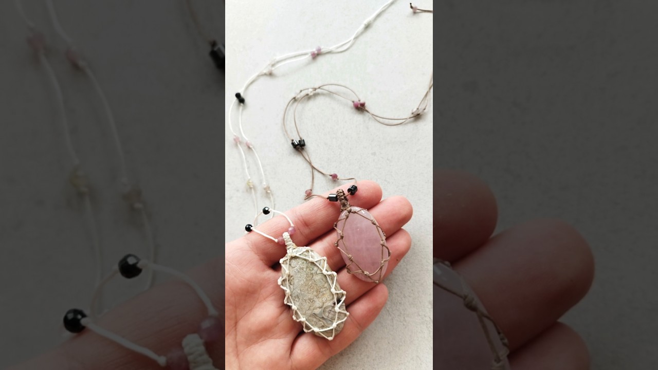 Most easy necklace you will ever make ☀️ 1 hour max #diy #tutorial  #macrame #macrameknot #jewelry