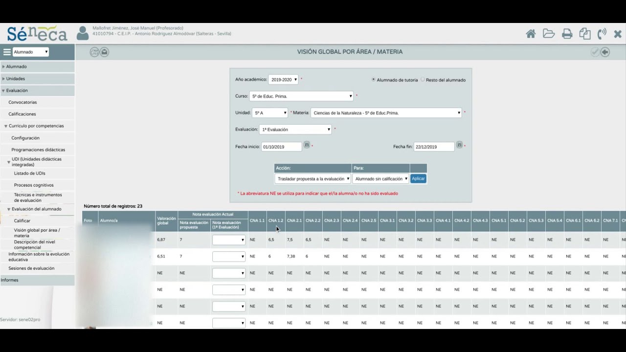 CUADERNO SÉNECA: Trasladar Calificación Final