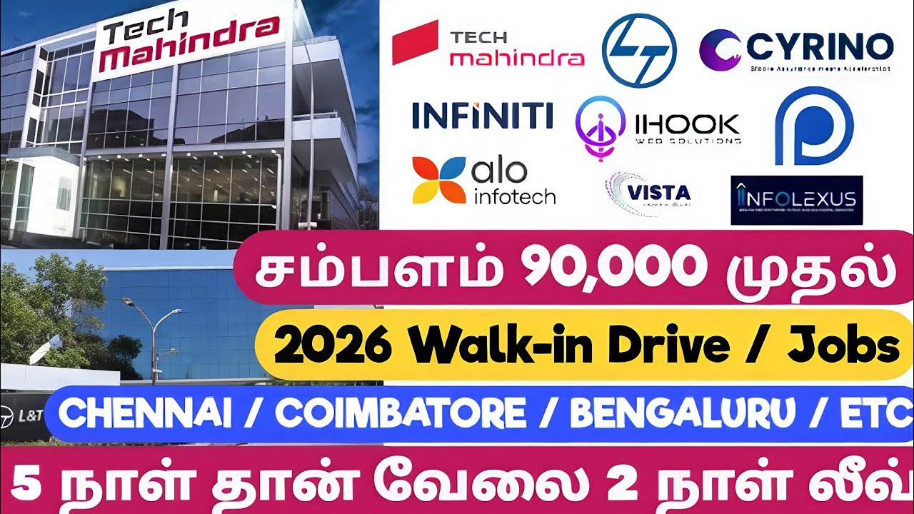💼 Chennai, Coimbatore & Bengaluru Jobs 2026 for Freshers and Experienced | IT & Non IT Hiring