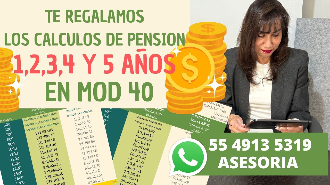 TE REGALAMOS LOS CALCULOS DE PENSION 1,2,3,4,5 AÑOS EN MOD 40