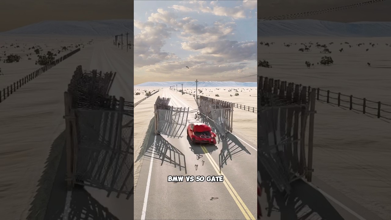🚗 BMW VS 50 Gates 🧱 #thrillzone #car #carcrush