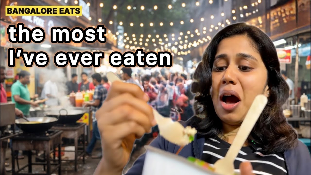 Eating at Bangalore's V.V. Puram Food Street and Meghana's BIRYANI | Hotel, Food, Konkani Part 1