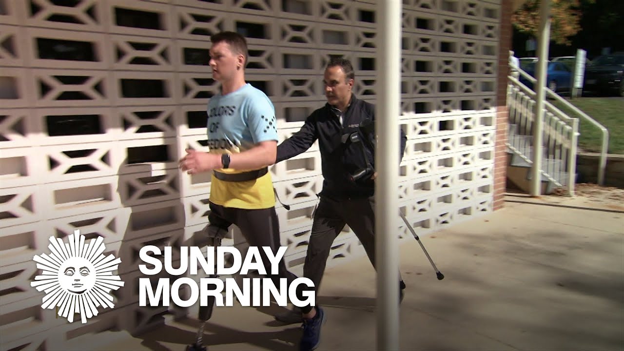Helping a wounded Ukrainian soldier walk again