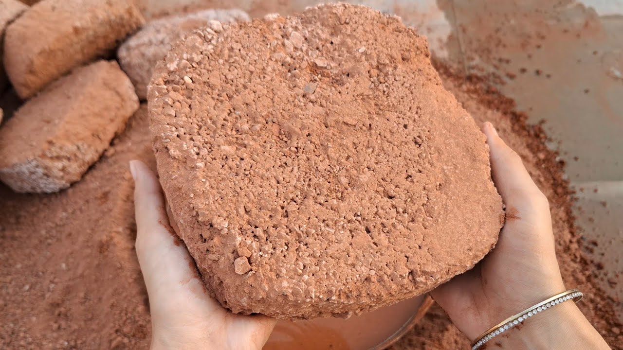 ASMR Red gritty dirt crumbling edits oddly satisfying