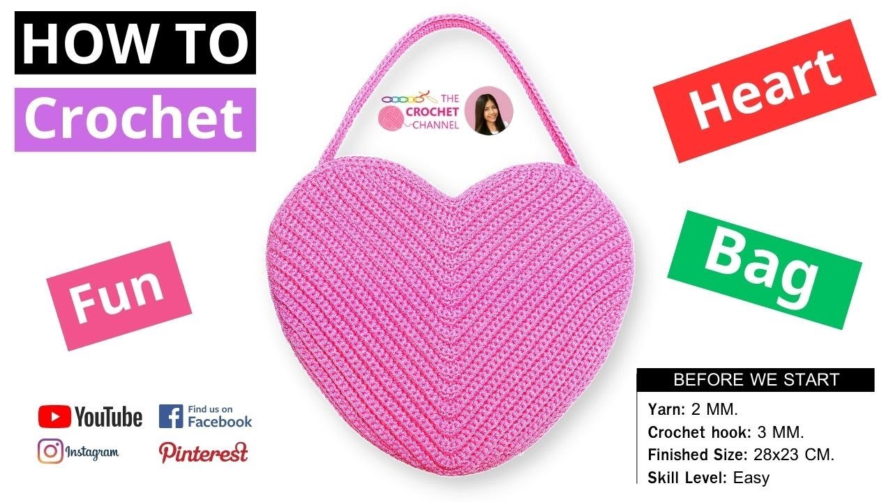 DIY Crochet Heart Bag: Crafty Hearts: Guide to Crochet Your Own Heart-Shaped Bag Free Pattern ❤️❤️❤️
