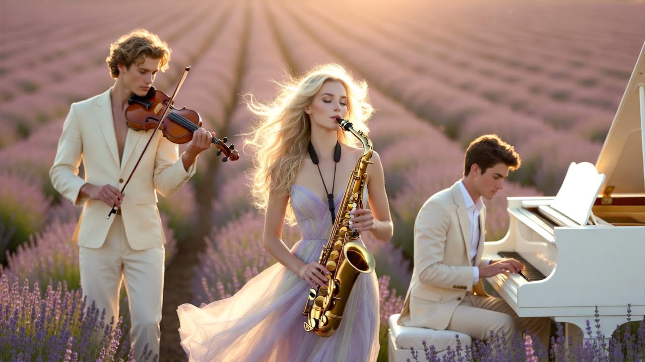 Lavender Serenade at Dusk 🌸 | Saxophone, Violin & Piano in a Romantic Field | Cinematic Instrumental