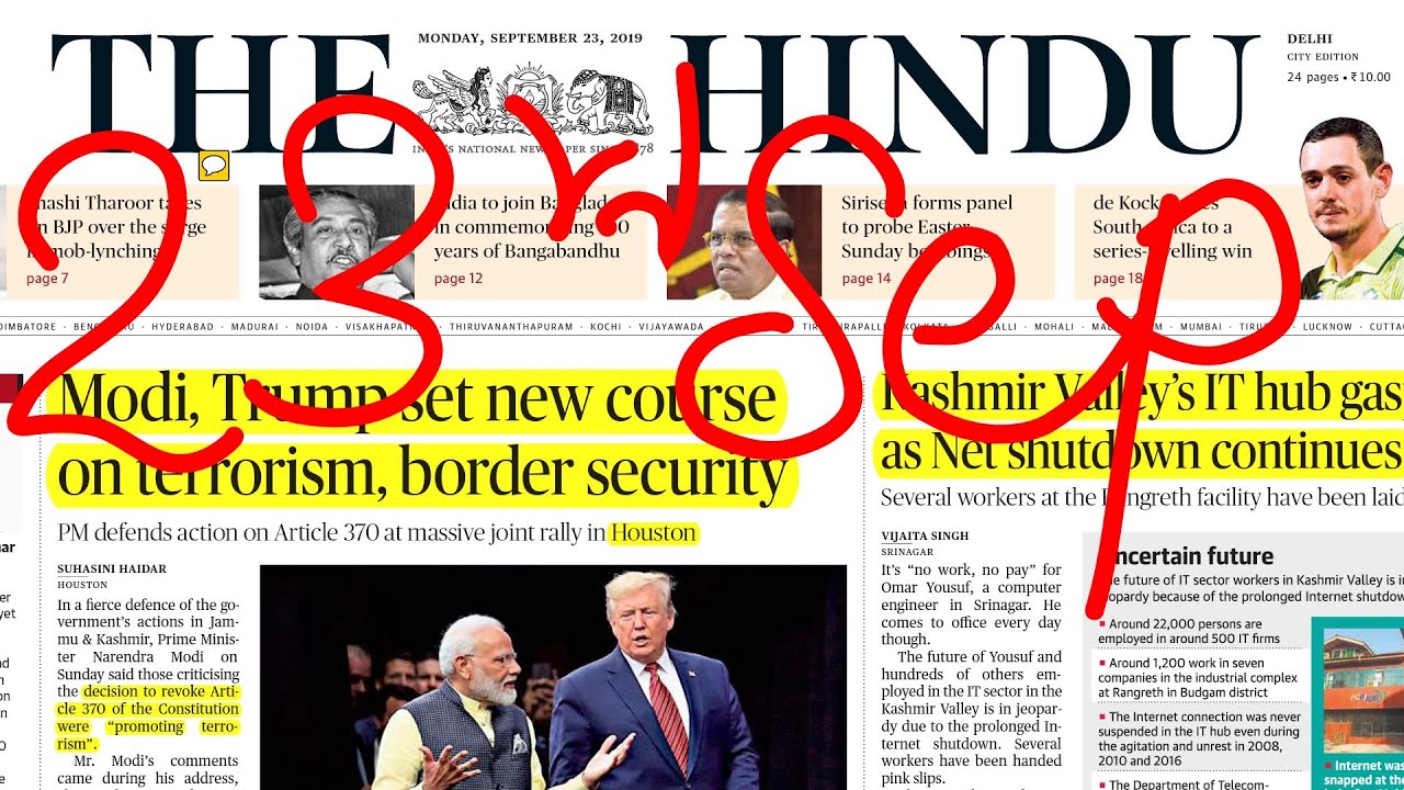 The Hindu Newspaper 23rd September 2019