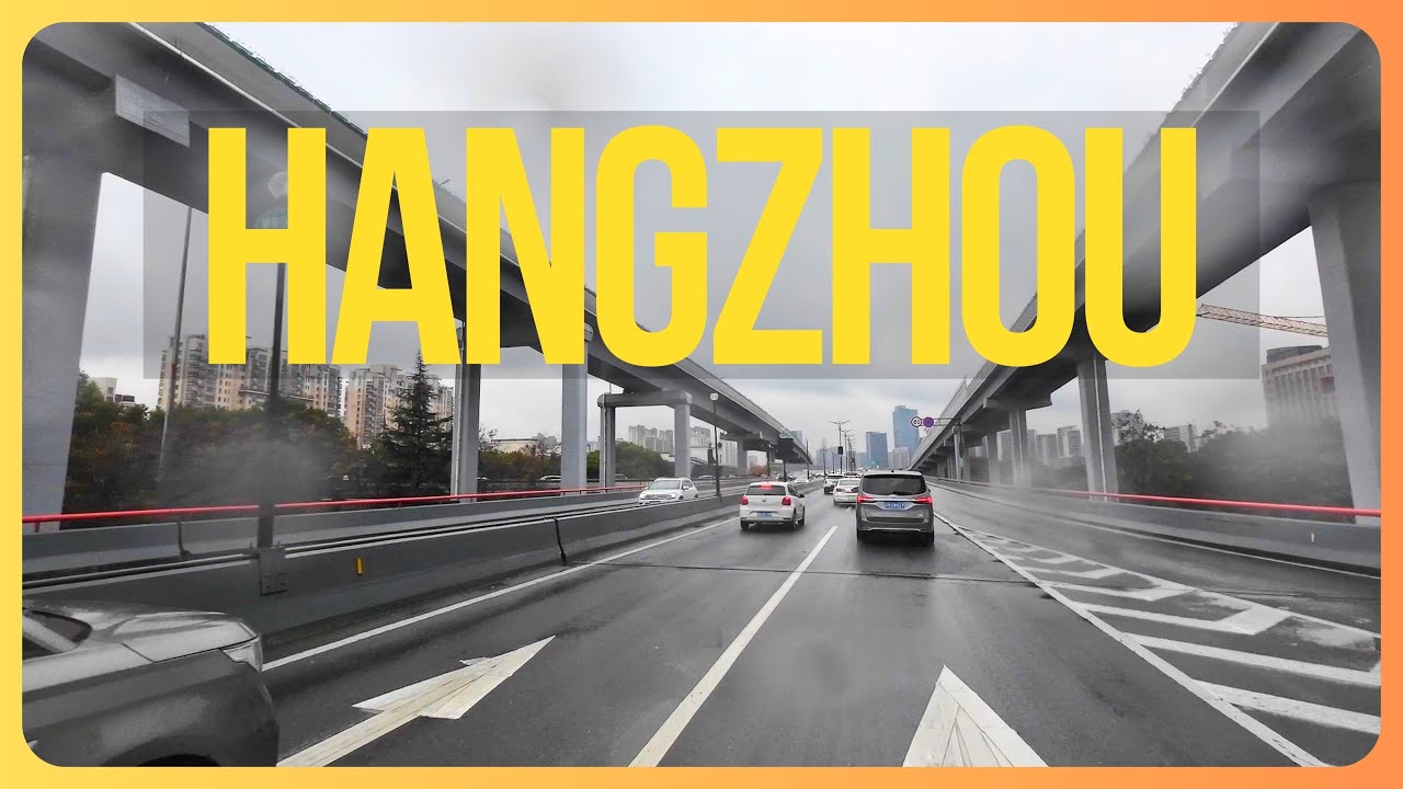 Driving through Hangzhou on a rainy day