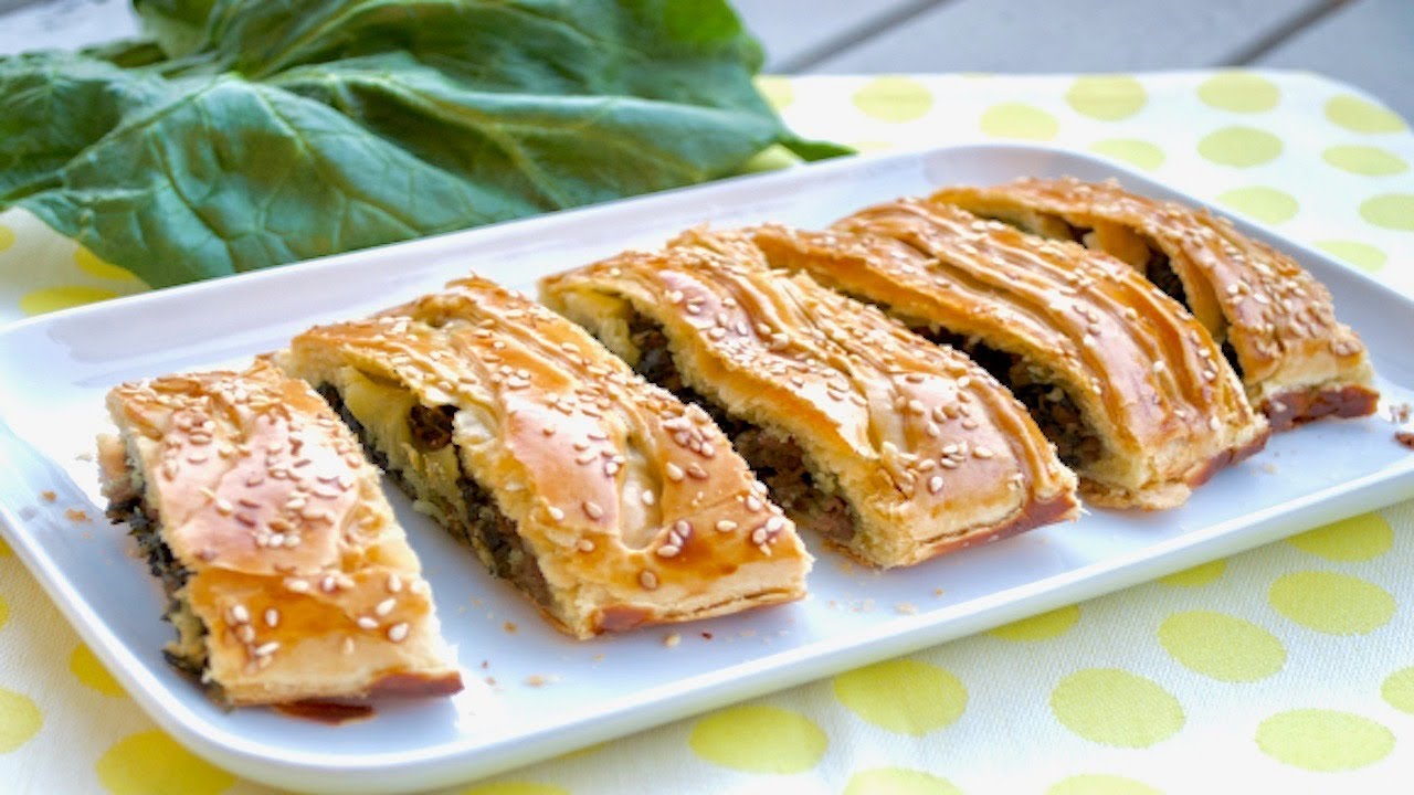 Feuilleté aux épinards et viande hachée /فطيرة با السبانخ و اللحم المفروم بدون مجهود/شهيوات رمضان
