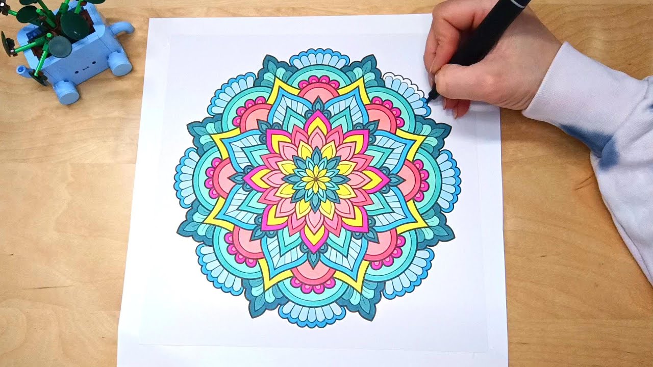 🩵 Calming Mandala Coloring with Soft, Lively Colors #mandala #coloriage  #slowart