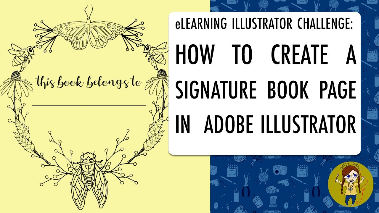HOW TO CREATE A SIGNATURE PAGE FOR A COLORING BOOK | eLEARNING ILLUSTRATOR CHALLENGE