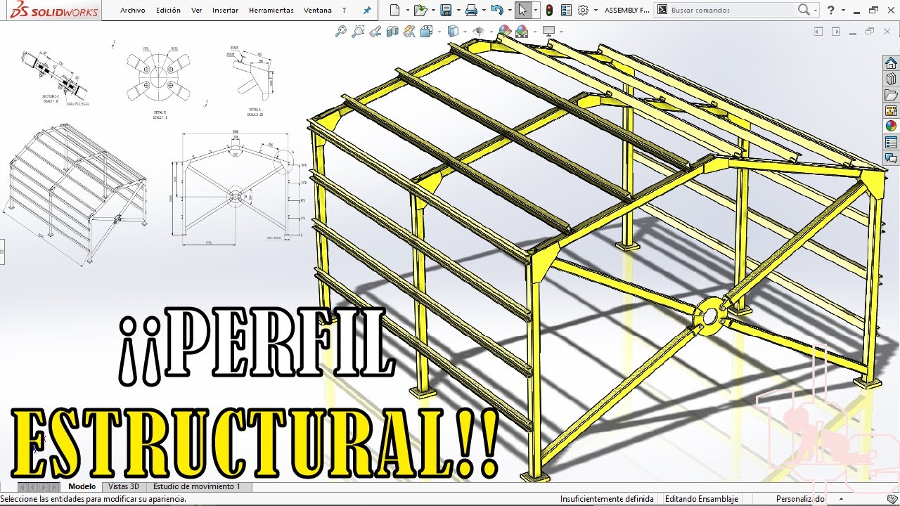 SOLIDWORKS PIEZAS SOLDADAS | ESTRUCTURAS METALICAS | UBICACIÓN, ROTACIÓN Y SIMETRÍA DE PERFILES