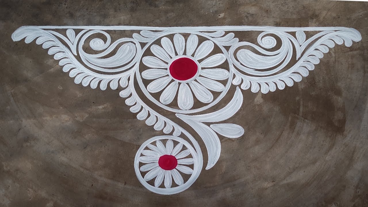 Very easy alpona design/Durga puja special alpona design/ wonderful alpona design and rangoli/ 2023