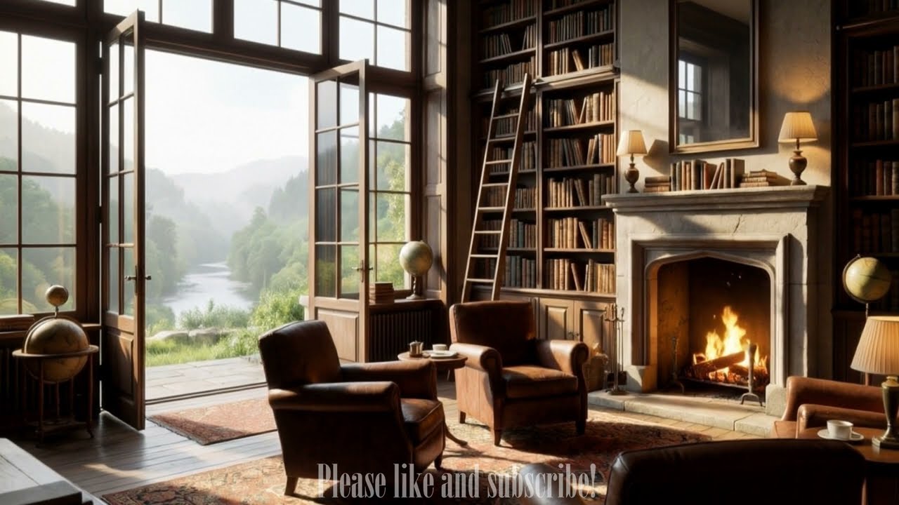 Cozy Living Room with Peaceful Fireplace | Relaxing Ambiance