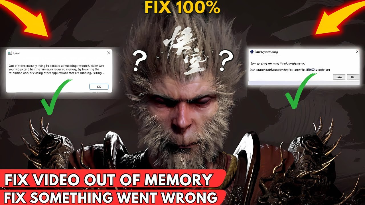 How to Fix Black Myth Wukong out of video memory error on pc || Fix Something went wrong error ||