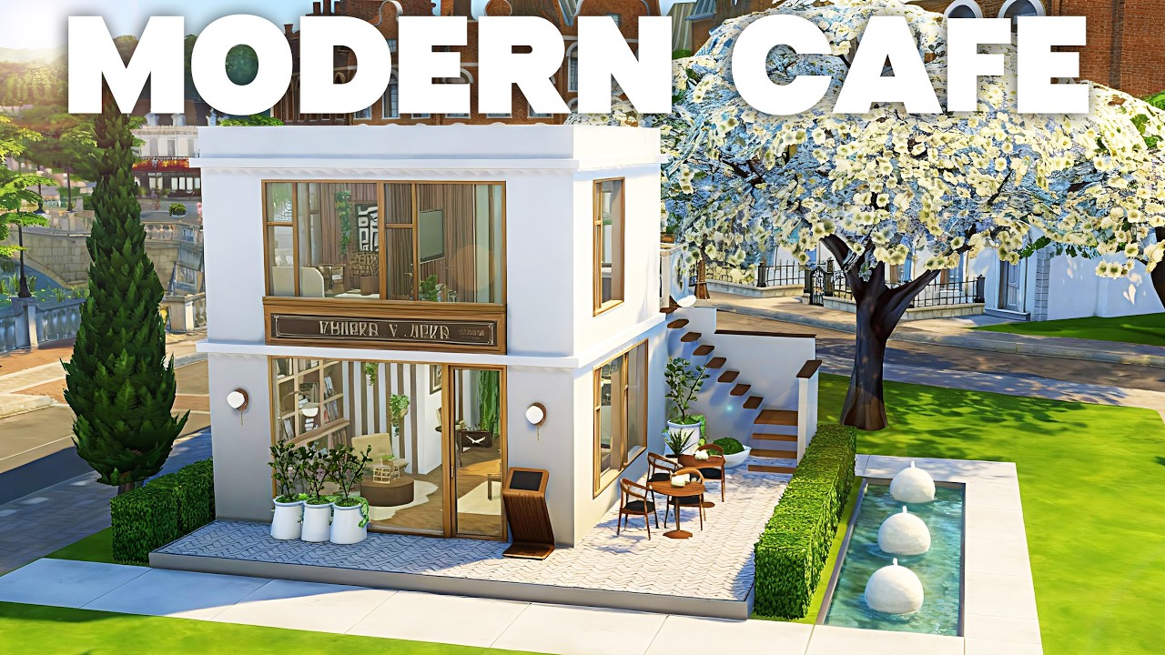 Modern Contemporary Tiny Apartment Over a Cozy Caf&eacute; ☕ | The Sims 4 Speed Build | No CC | ASMR