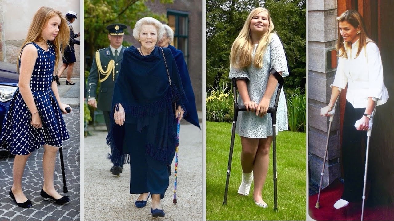 Máxima Zorreguieta & Prinses Amalia op krukken.