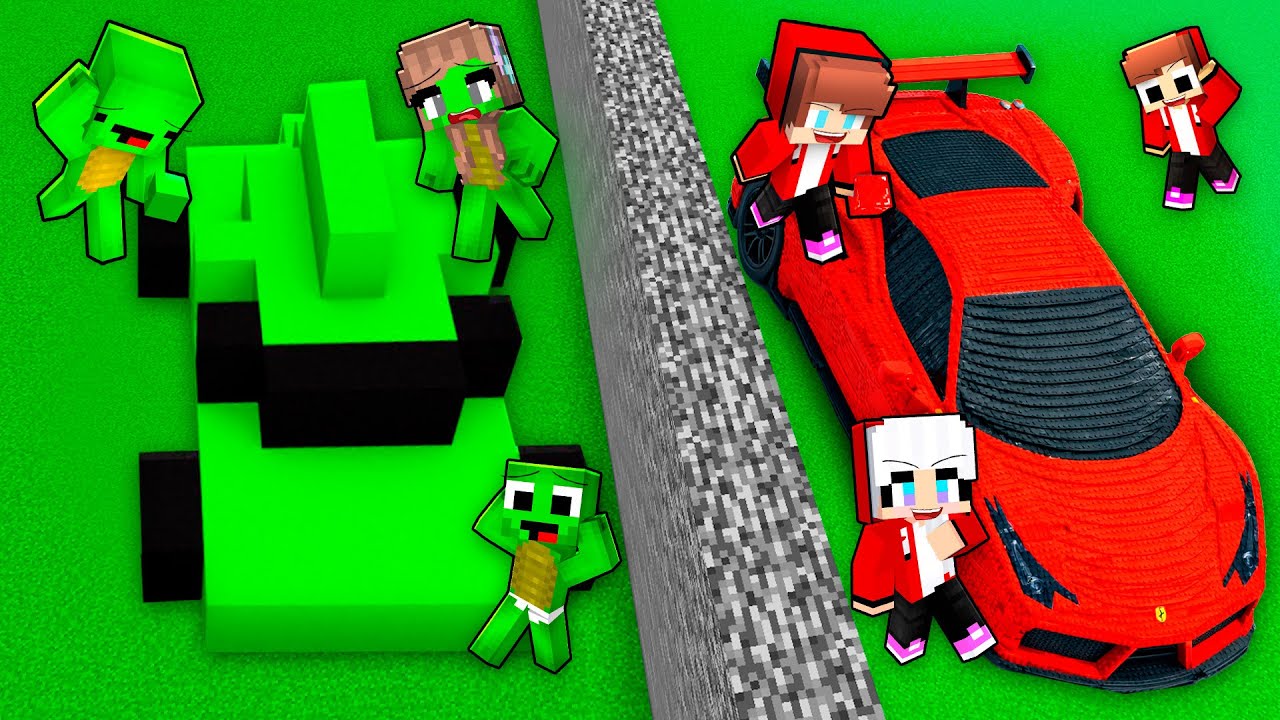 Mikey POOR Family vs JJ MILLIONAIRE Cheating Family in Build CAR Battle in Minecraft (Maizen)
