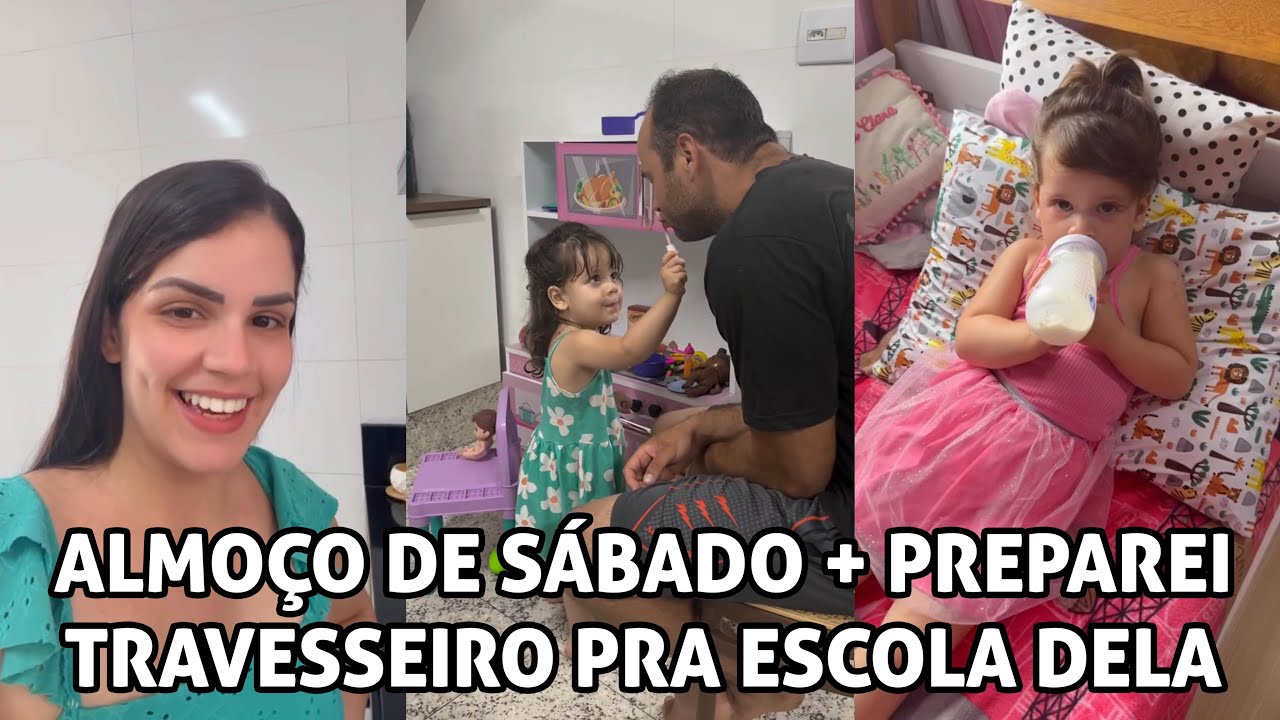 Quanta chuva, fiz almoço de sábado + Preparando travesseiro para Clarinha levar pra escola!!!
