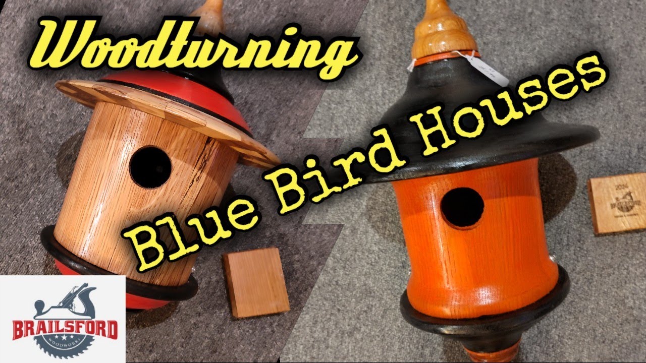 Woodturning Segmented Blue Bird Birdhouses