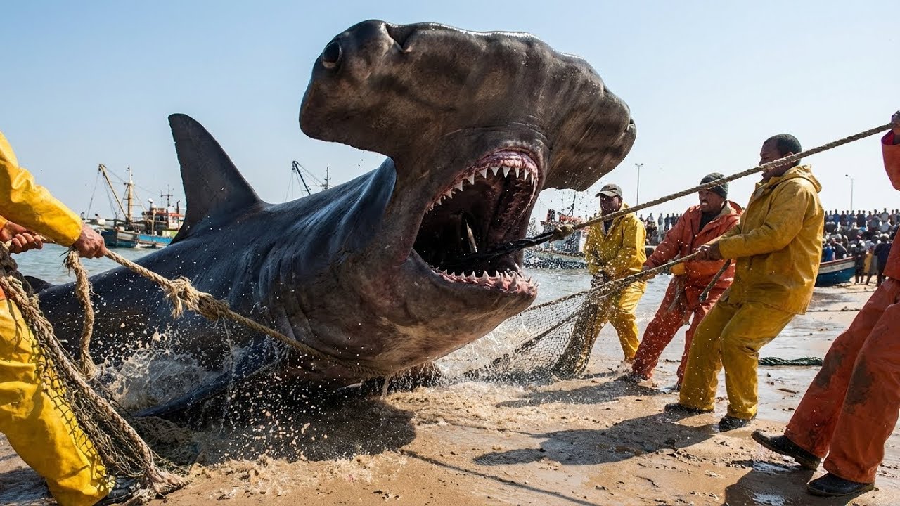When a 500kg Sea Monster Locked Onto Our Line… Can You Believe It? Hammerhead Shark
