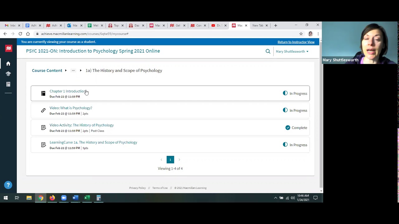 PSYC 1021 Online: How to use Achieve for online module assignments
