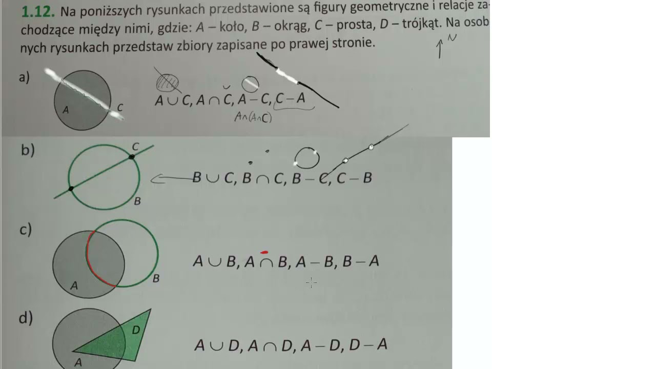 1 12 Na poniższych rysunkach przedstawione są figury geometryczne i relacje