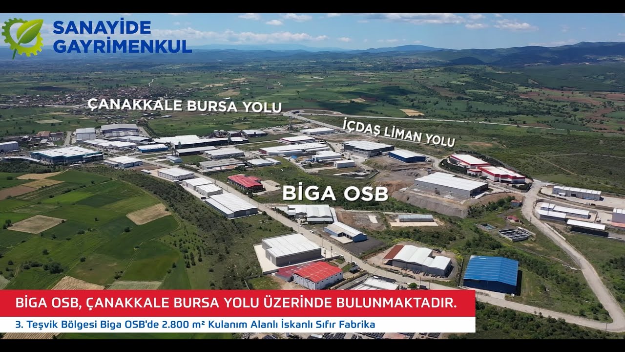 3. Teşvik Bölgesi Çanakkale Biga OSB'de 2800 m2 Her Sektöre Uygun ( SATILIK FABRİKA )